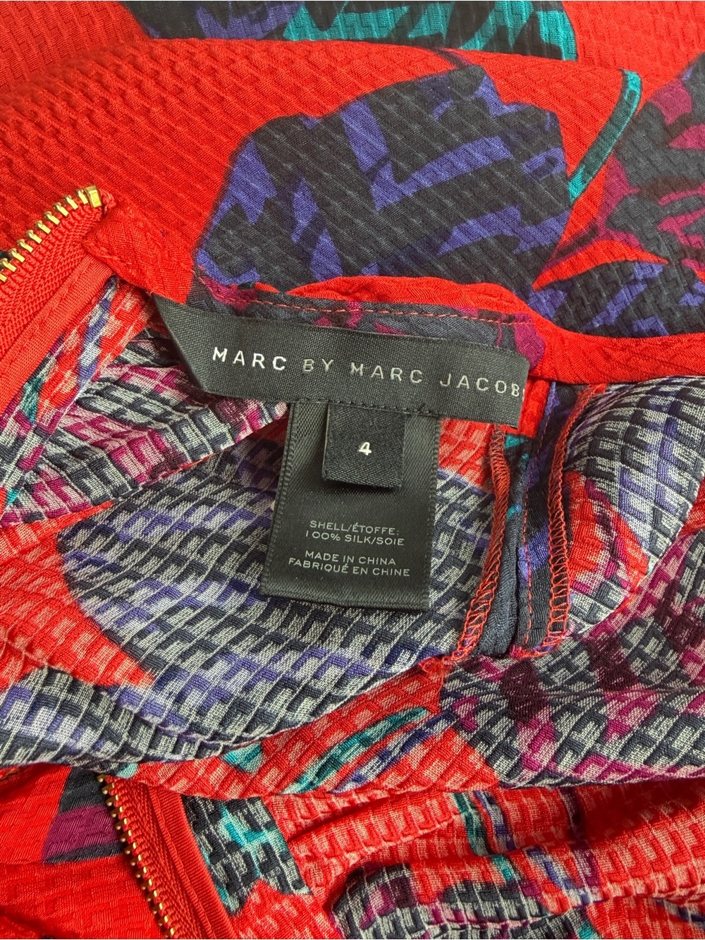 Marc by Marc Jacobs Mareika red tulip print dress textured 100% silk-jacquard 4 - Picture 12 of 17